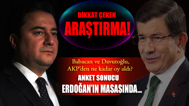 Babacan ve Davutoğlu, AKP’den ne kadar oy aldı? Anket sonucu Erdoğan’ın masasında…