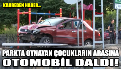 İstanbul'da parkta oynayan çocukların arasına otomobil daldı!